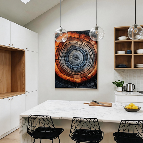 "ANCIENT RHYTHM" – 3D Sculptural Heavy Impasto Tree Ring | Modern Organic Style Healing Nature Wall Art #AB492