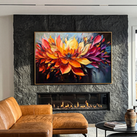 "Sunset Petal Explosion" – Expressive Impasto Floral Artwork | Tactile Multicolor Flower Canvas | Luxury Statement Horizontal Wall Art #PT 554