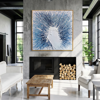 "Icebreaker" – Modern Radiant Impasto Abstract Painting | Minimalist Glacier Blue 3D Textured Statement Art#AB800