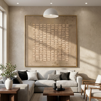 "Brick Relief Neutral Abstract" – Modern Heavy Impasto Art | 3D Taupe & Beige Textured Palette Knife Painting | Luxury Square Wall Art #WS 244