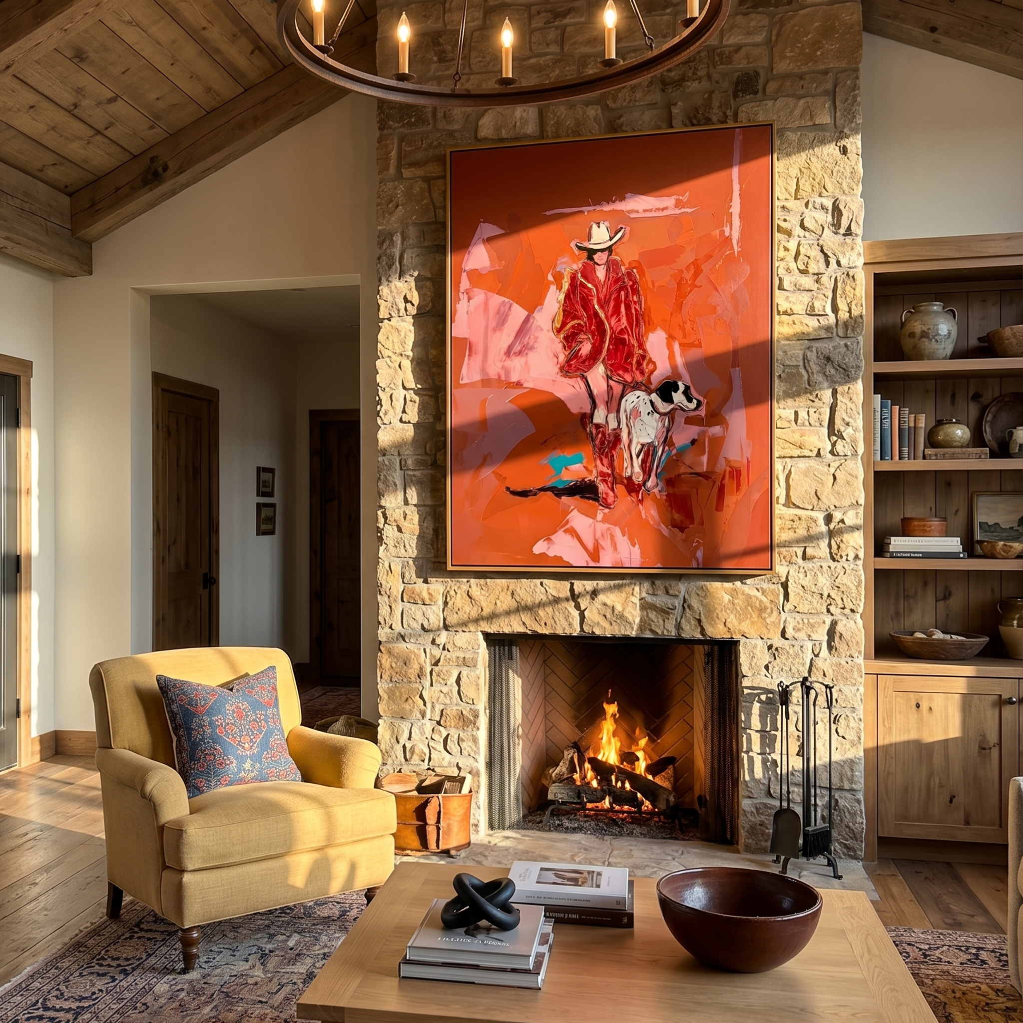 "Rust-Colored Walk" – Expressive Sculptural Art | 3D Layered Ochre & Blush Canvas with Gold Accents | Luxury Vertical Wall Art #PE 518