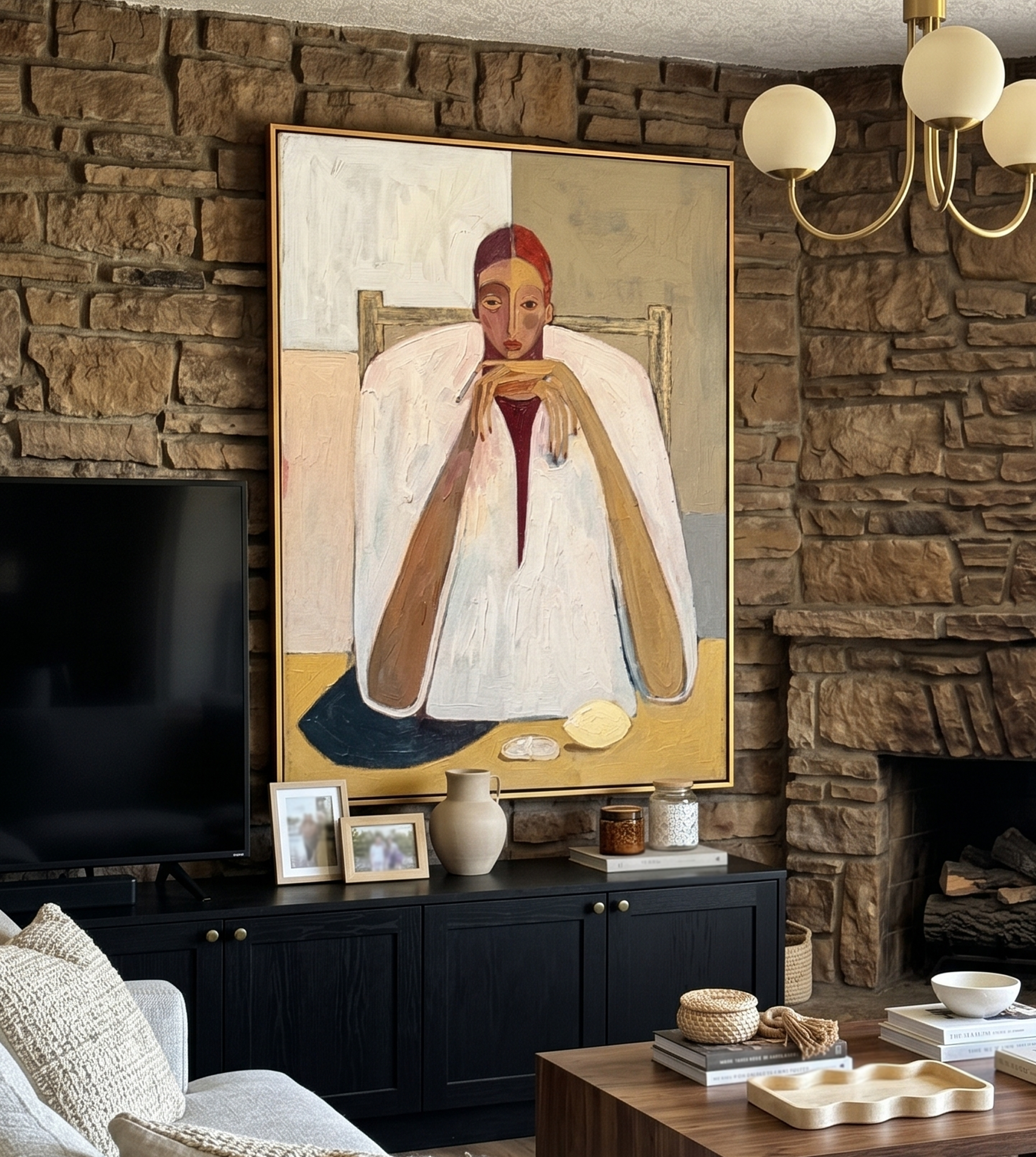 "ETERNAL POISE" – 3D Sculptural Heavy Impasto Modern Figural | Minimalist Earthy Style Soul-Healing Portrait Wall Art #PE494
