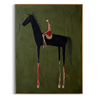 "Ride in Crimson" – Modern Heavy Impasto Figurative Art | Abstract Woman on Black Horse Painting | Bold Vertical Wall Art #AB493