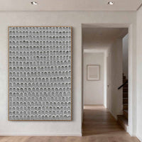 "Rhythmic Concrete" is a 100% hand-painted minimalist abstract created with professional oil and acrylic paints on high-quality canvas. Its grey & white palette and visible textured strokes give every piece authentic handmade variation and tactile depth.