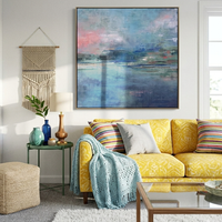 "Azure Layered Current" is a 100% hand-painted abstract artwork created with professional oil and acrylic paints on high-quality canvas. Its blue & pink palette and visible textured strokes give every piece authentic handmade variation and tactile depth.