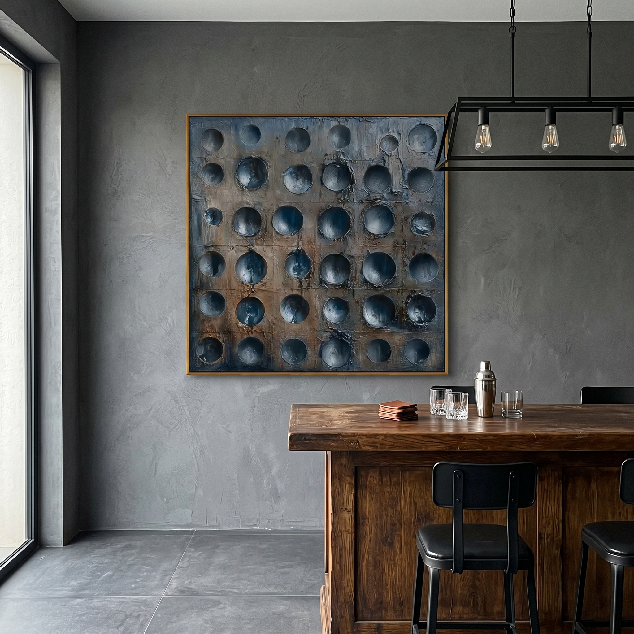"Abyssal Order" – Avant-Garde Recessed Relief Industrial Painting | Dark Aesthetic Heavy Texture 3D Wall Art #MI147