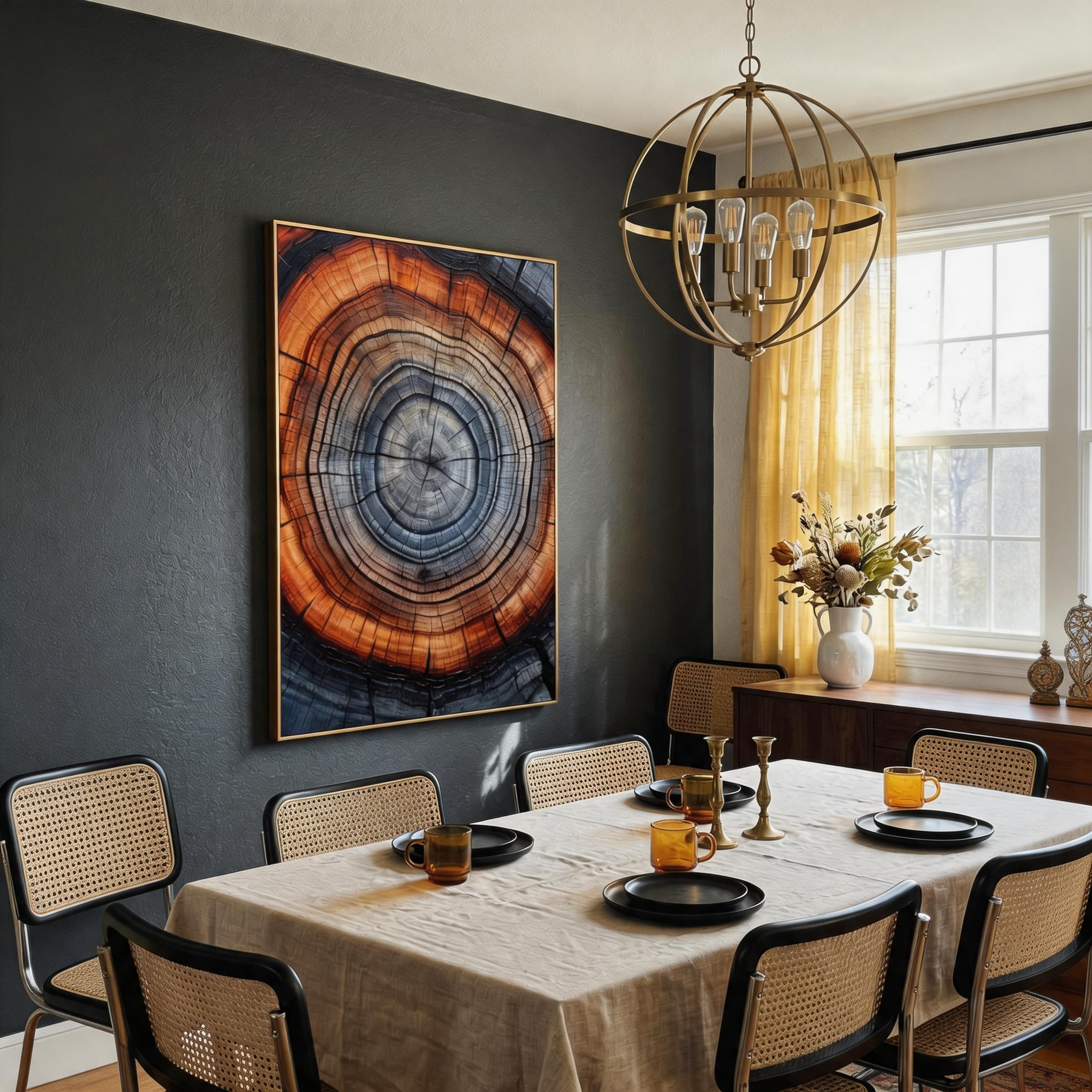 "ANCIENT RHYTHM" – 3D Sculptural Heavy Impasto Tree Ring | Modern Organic Style Healing Nature Wall Art #AB492