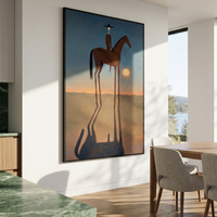 "Tall Horse at Twilight" – Stylized Minimalist Equestrian Artwork | Earthy Tones Textured Wall Decor | Contemporary Vertical Statement Piece #AB 502