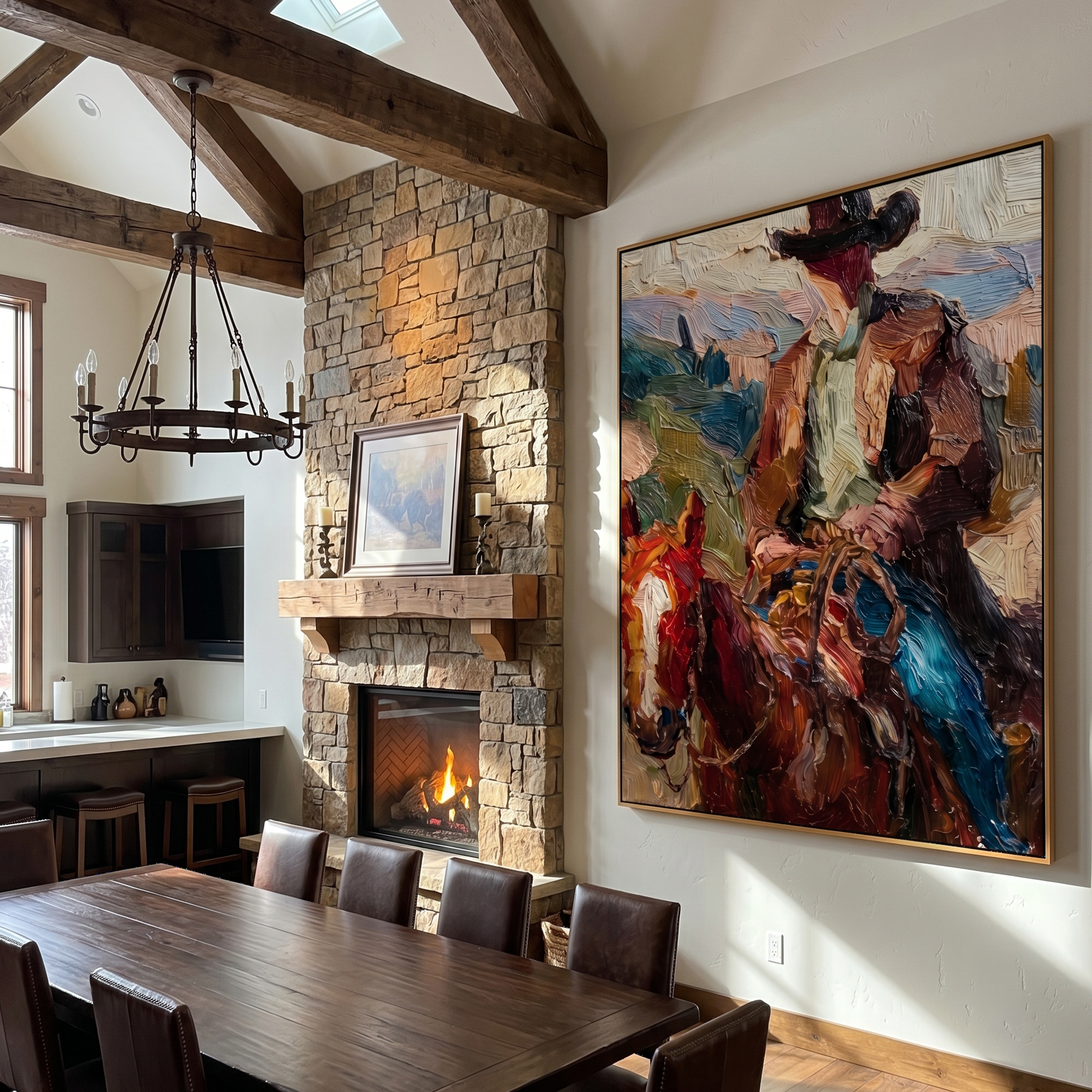 "Palette Knife Cowboy" – Textured Impasto Equestrian Artwork | Bold Tones Expressive Wall Decor | Contemporary Vertical Statement Piece #PT 557