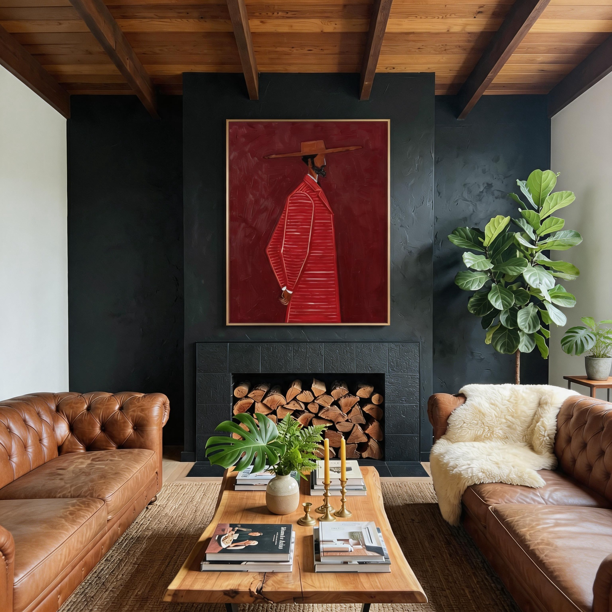 "URBAN HARMONY" – 3D Sculptural Heavy Impasto Modern Dandy | Avant-Garde Style Masculine Profile Wall Art #PE495