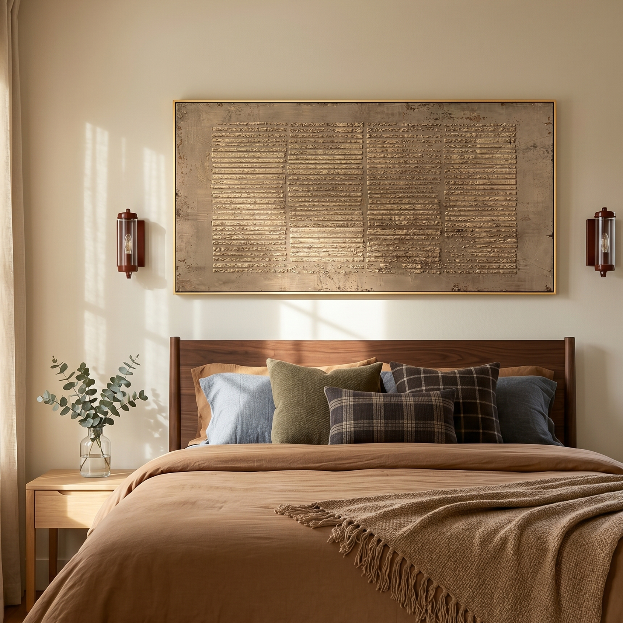 "Earthy Gilded Rhythm" – Expressive Sculptural Abstract Art | 3D Layered Bronze & Gold Canvas | Luxury Horizontal Wall Art #WS 251