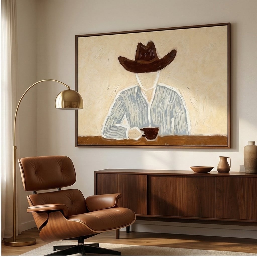"Morning Solitude" - Modern Heavy Impasto Abstract Artwork | Beige Palette Knife Painting | Luxury Horizontal Wall Art #PT 2592