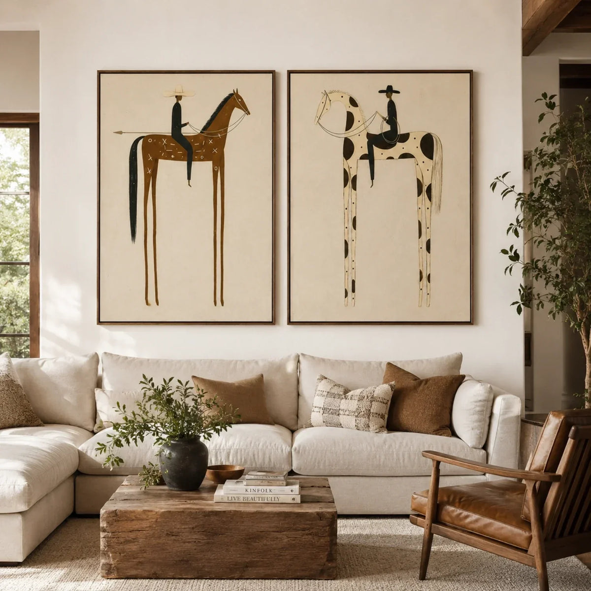 "Twin Bearings" - Modern Heavy Impasto Western Animal Artwork | Golden Palette Knife Painting | Luxury Two-Panel Vertical Wall Art #PT 2596