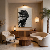 "The Silent Void" – Avant-Garde Black & White Impasto Silhouette | Modern 3D Heavy Texture Woman Portrait Art #PE467