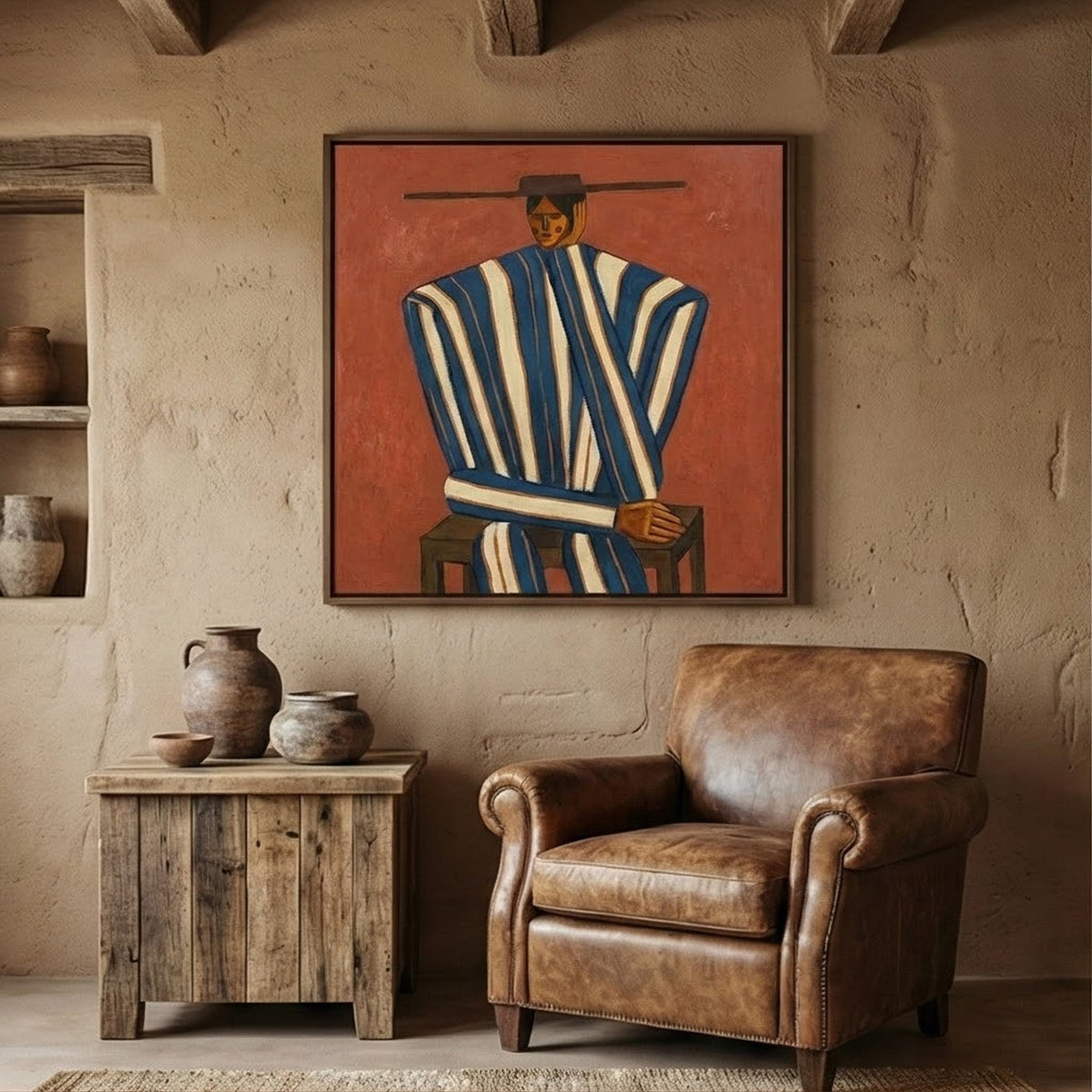 "Striped Serenity" - Modern Heavy Impasto Abstract Artwork | Golden & Brown Palette Knife Painting | Luxury Square Wall Art #PT 2591
