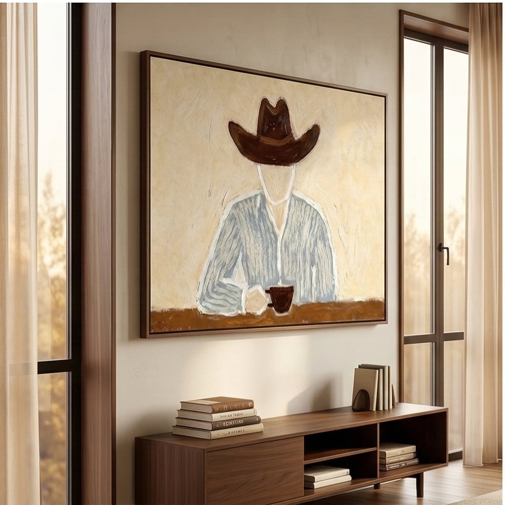 "Morning Solitude" - Modern Heavy Impasto Abstract Artwork | Beige Palette Knife Painting | Luxury Horizontal Wall Art #PT 2592