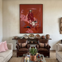 "Rust-Colored Walk" – Expressive Sculptural Art | 3D Layered Ochre & Blush Canvas with Gold Accents | Luxury Vertical Wall Art #PE 518