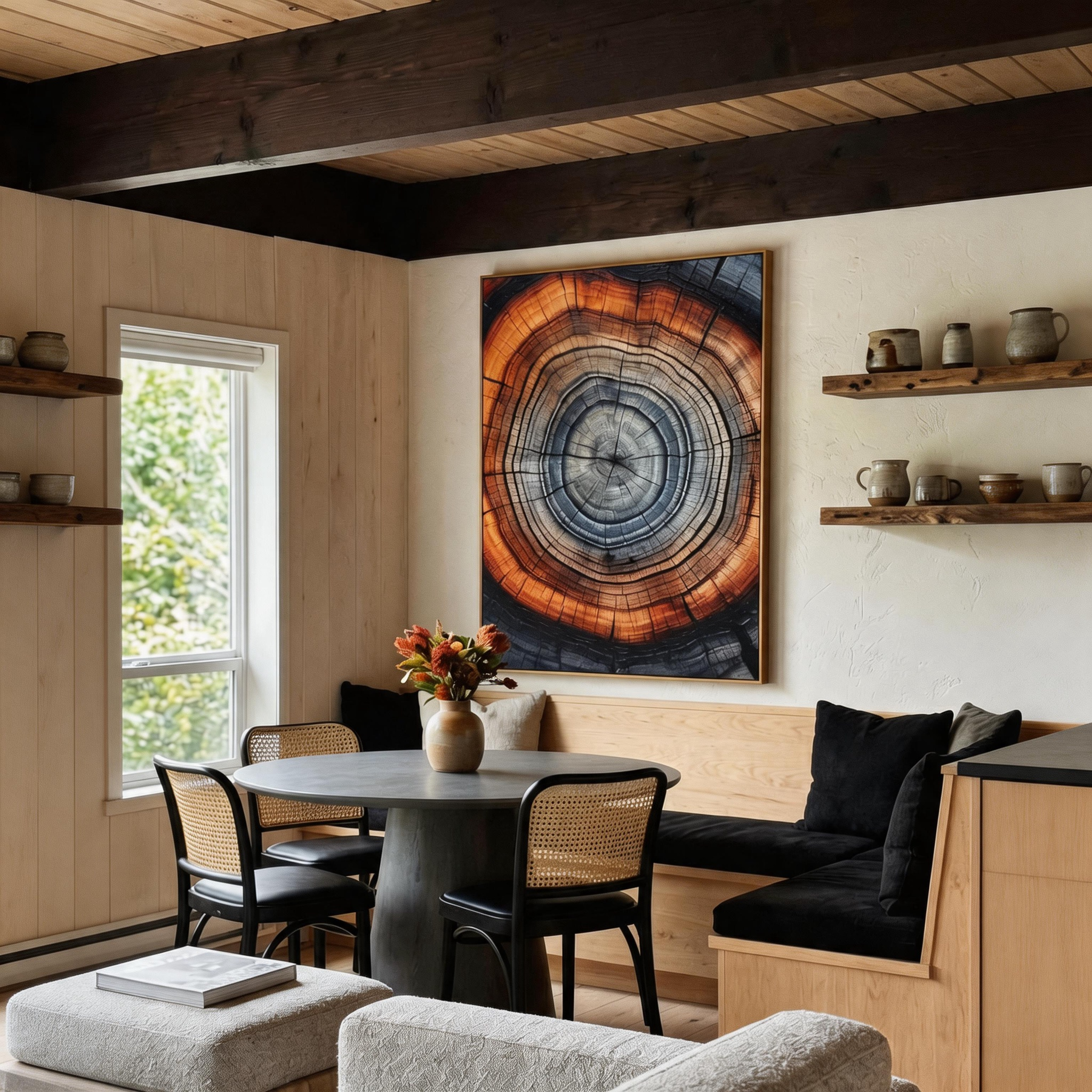 "ANCIENT RHYTHM" – 3D Sculptural Heavy Impasto Tree Ring | Modern Organic Style Healing Nature Wall Art #AB492