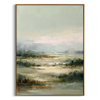 "Pastoral Whisper" – Expressive Impasto Scenic Artwork | Muted Sage & Beige Wetland Landscape | Luxury Minimalist Statement Wall Art #PT 552
