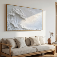 "The Alabaster Tide" – Minimalist White-on-White Relief | 3D Hand-Sculpted Heavy Impasto Wave Painting | Luxury Modern Horizontal Wall Art#PT 540