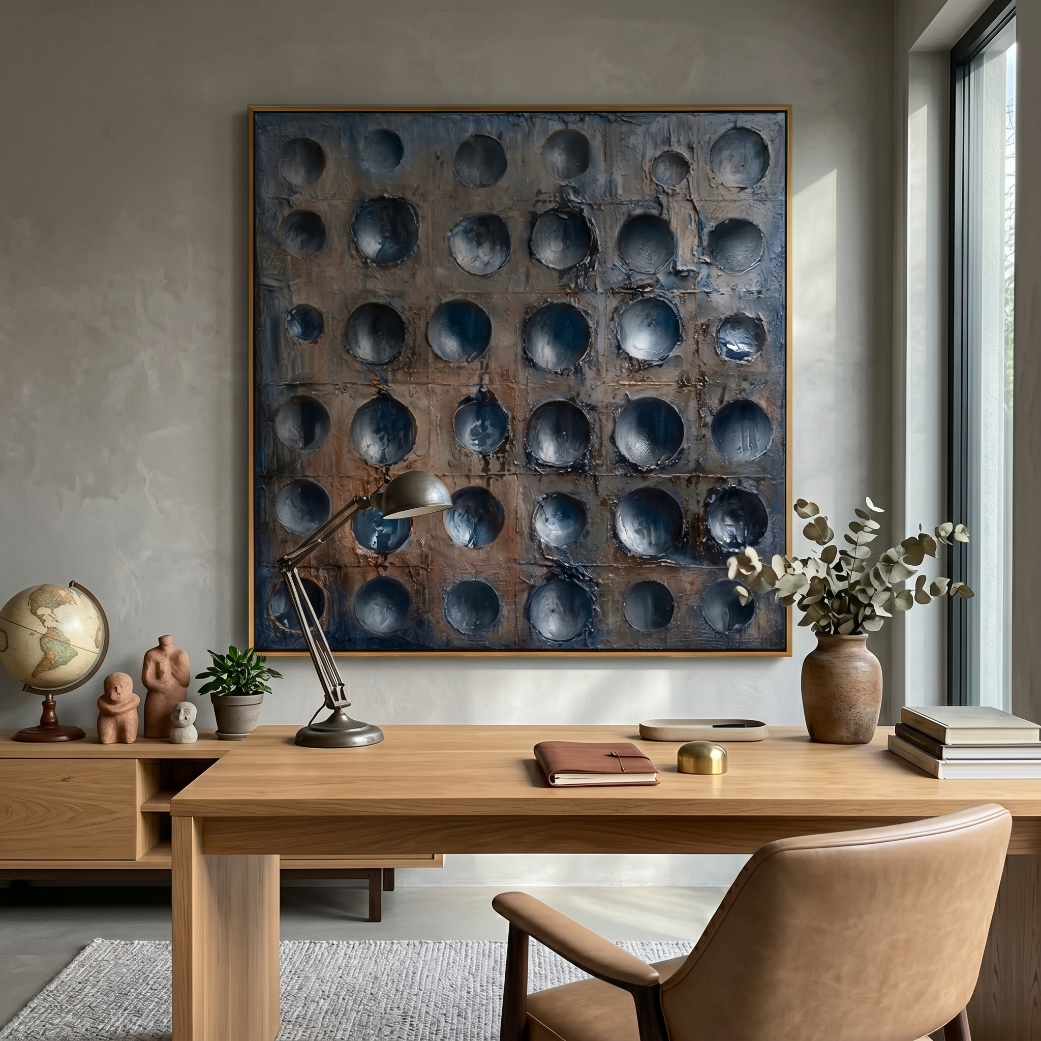 "Abyssal Order" – Avant-Garde Recessed Relief Industrial Painting | Dark Aesthetic Heavy Texture 3D Wall Art #MI147