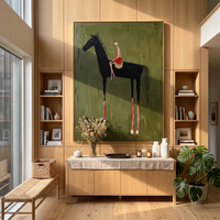 "Ride in Crimson" – Modern Heavy Impasto Figurative Art | Abstract Woman on Natural Horse Painting | Bold Vertical Wall Art #AB493