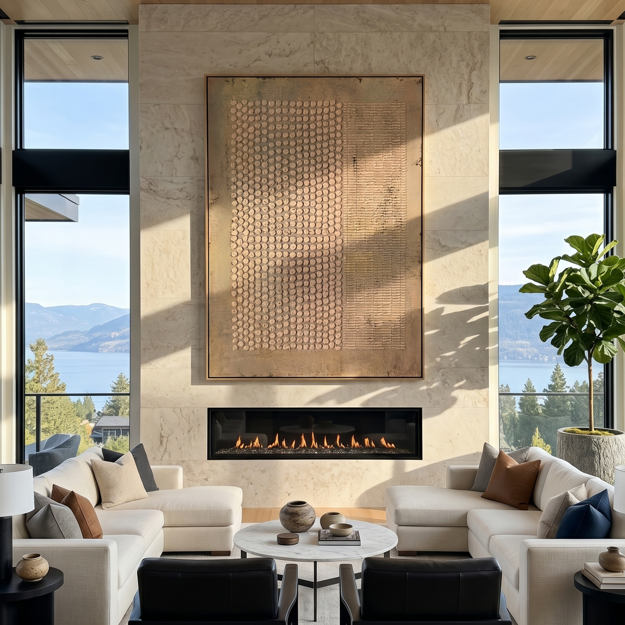 "Dots & Lines Neutral Relief" – Modern Heavy Impasto Abstract Art | 3D Taupe & Beige Palette Knife Painting | Luxury Vertical Wall Art #WS 254