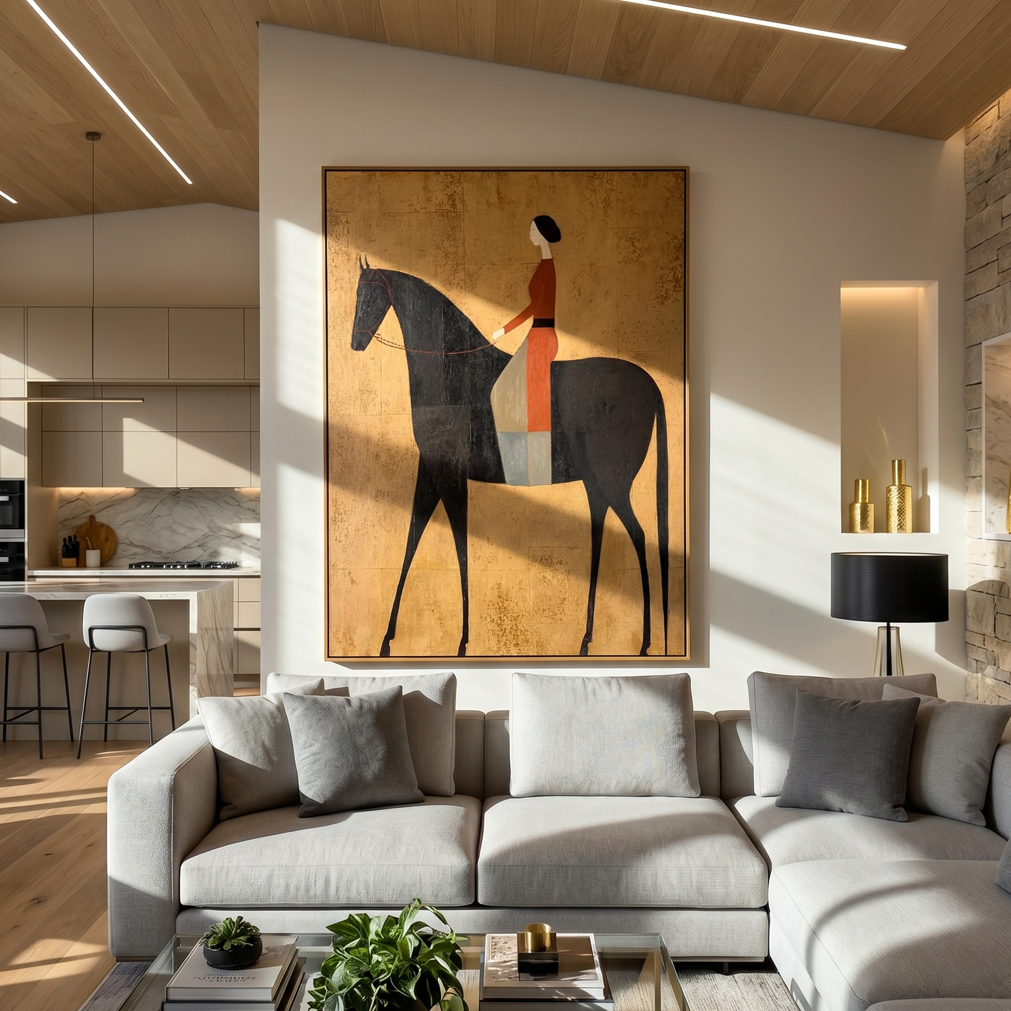 "Gilded Noble Equestrienne" – Modern Heavy Impasto Vintage Figurative | 3D Antique Gold & Burgundy Ebony Palette Knife Painting | Luxury Vertical Wall Art #PT 558