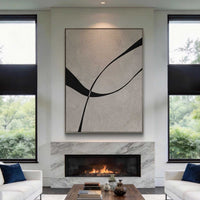 "Black Beige Balance" - Modern Wabi-Sabi Abstract Painting | Beige Black Textured Canvas Art | Luxury Vertical Wall Art #WS 176