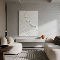 "Glacial Fracture" is a 100% hand-painted minimalist abstract created with professional oil and acrylic paints on high-quality canvas. Its white palette and visible textured strokes give every piece authentic handmade variation and tactile depth.