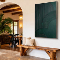 "Verdant Measured Stillness" is a 100% hand-painted minimalist abstract created with professional oil and acrylic paints on high-quality canvas. Its green palette and visible textured strokes give every piece authentic handmade variation and tactile depth.