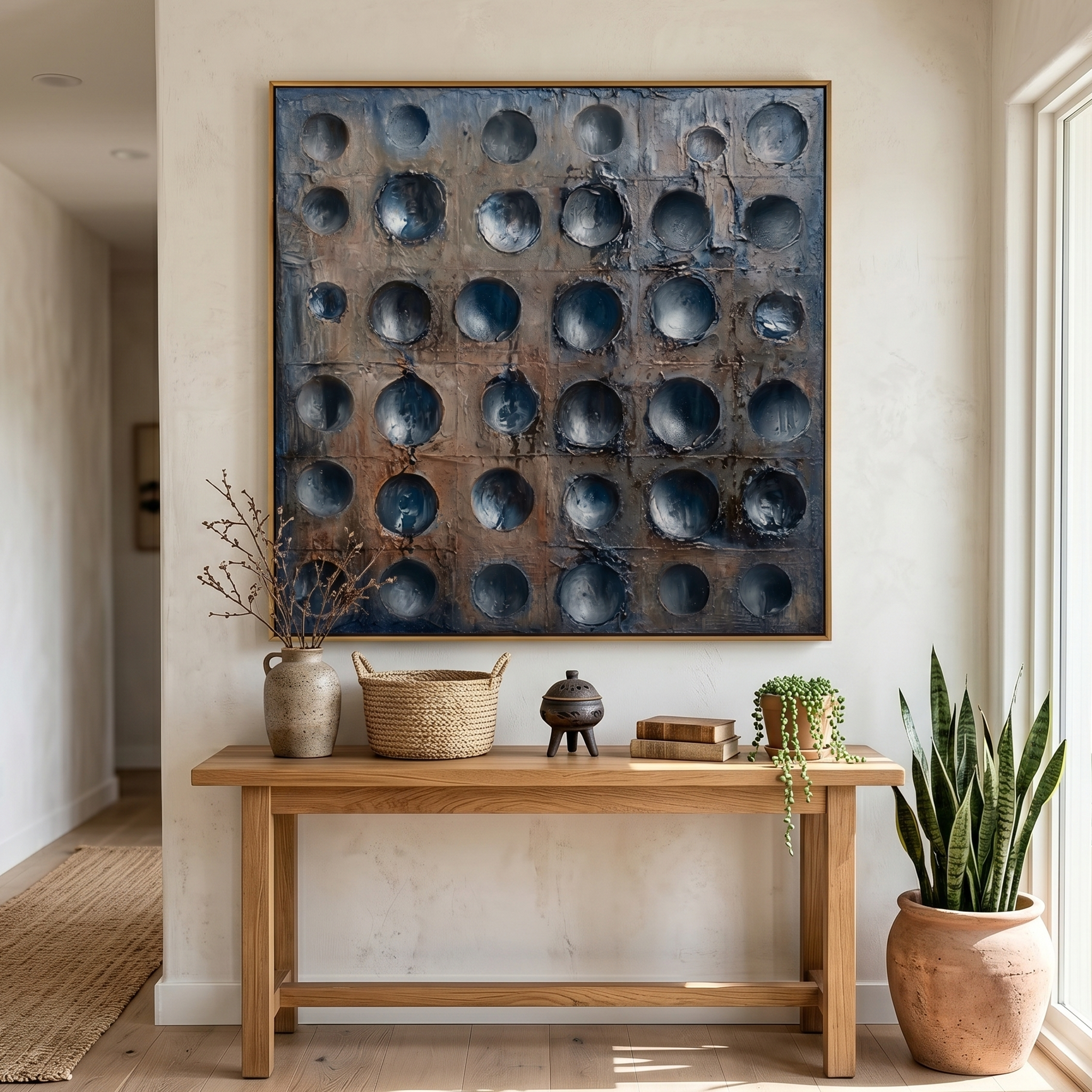 "Abyssal Order" – Avant-Garde Recessed Relief Industrial Painting | Dark Aesthetic Heavy Texture 3D Wall Art #MI147