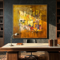 "Amber Morning" – Modern Impressionist Golden Abstract | Luxury Statement Texture Art for Mansion Living Room #AB1018