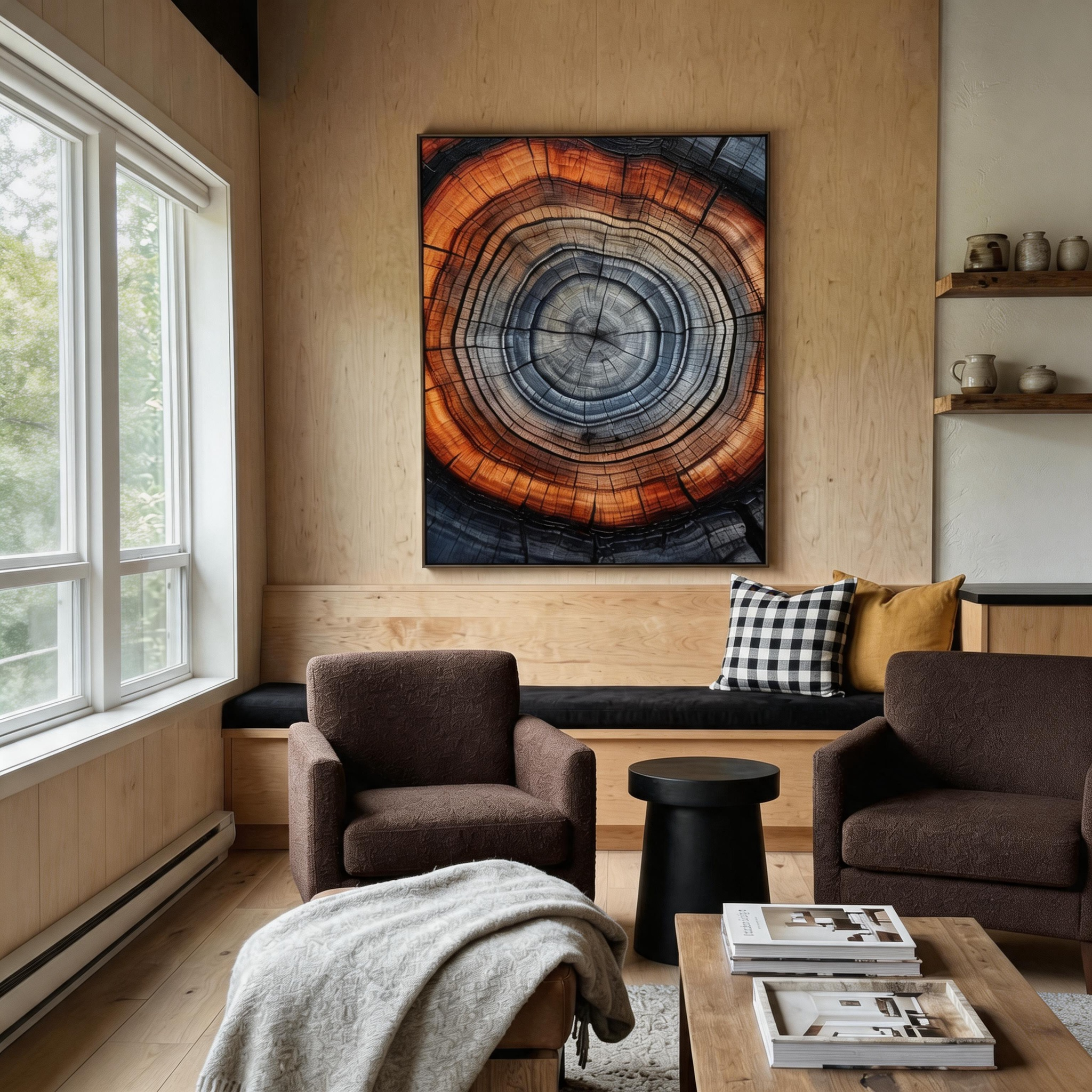 "ANCIENT RHYTHM" – 3D Sculptural Heavy Impasto Tree Ring | Modern Organic Style Healing Nature Wall Art #AB492
