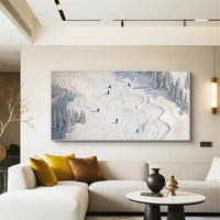 "Ivory Autumn Valley" is a 100% hand-painted landscape painting created with professional oil and acrylic paints on high-quality canvas. Its white palette and visible textured strokes give every piece authentic handmade variation and tactile depth.