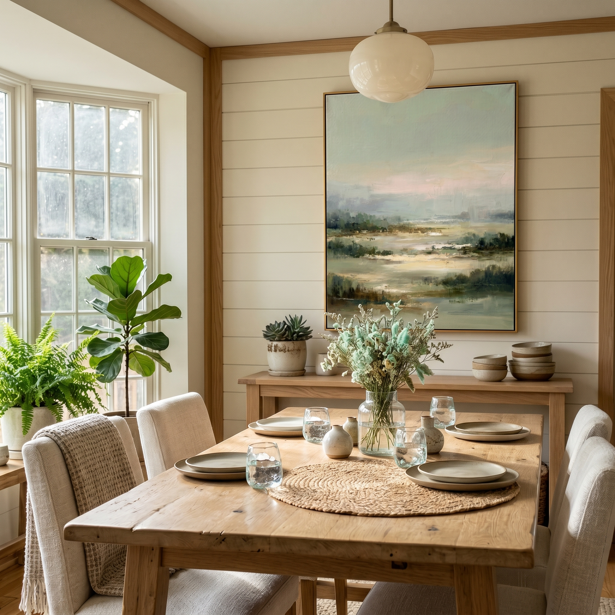 "Pastoral Whisper" – Expressive Impasto Scenic Artwork | Muted Sage & Beige Wetland Landscape | Luxury Minimalist Statement Wall Art #PT 552