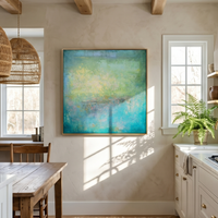 "Verdant Silent Form" is a 100% hand-painted minimalist abstract created with professional oil and acrylic paints on high-quality canvas. Its green palette and visible textured strokes give every piece authentic handmade variation and tactile depth.