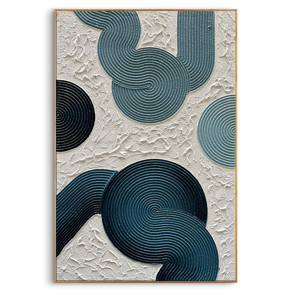 "Infinite Spiral" – Minimalist Prussian Blue 3D Geometric Relief | Modern Japandi Style Textured Gallery Art #PT 126