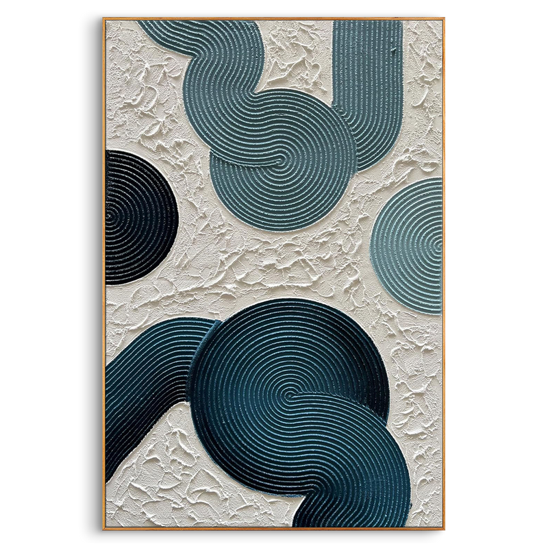"Infinite Spiral" – Minimalist Prussian Blue 3D Geometric Relief | Modern Japandi Style Textured Gallery Art #PT 126