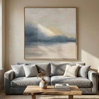 "Ethereal Dawn" – Soft Blended Abstract Oil Painting | Minimalist Morandi Mist Seascape | Warm Contemporary Wall Art #WS 232