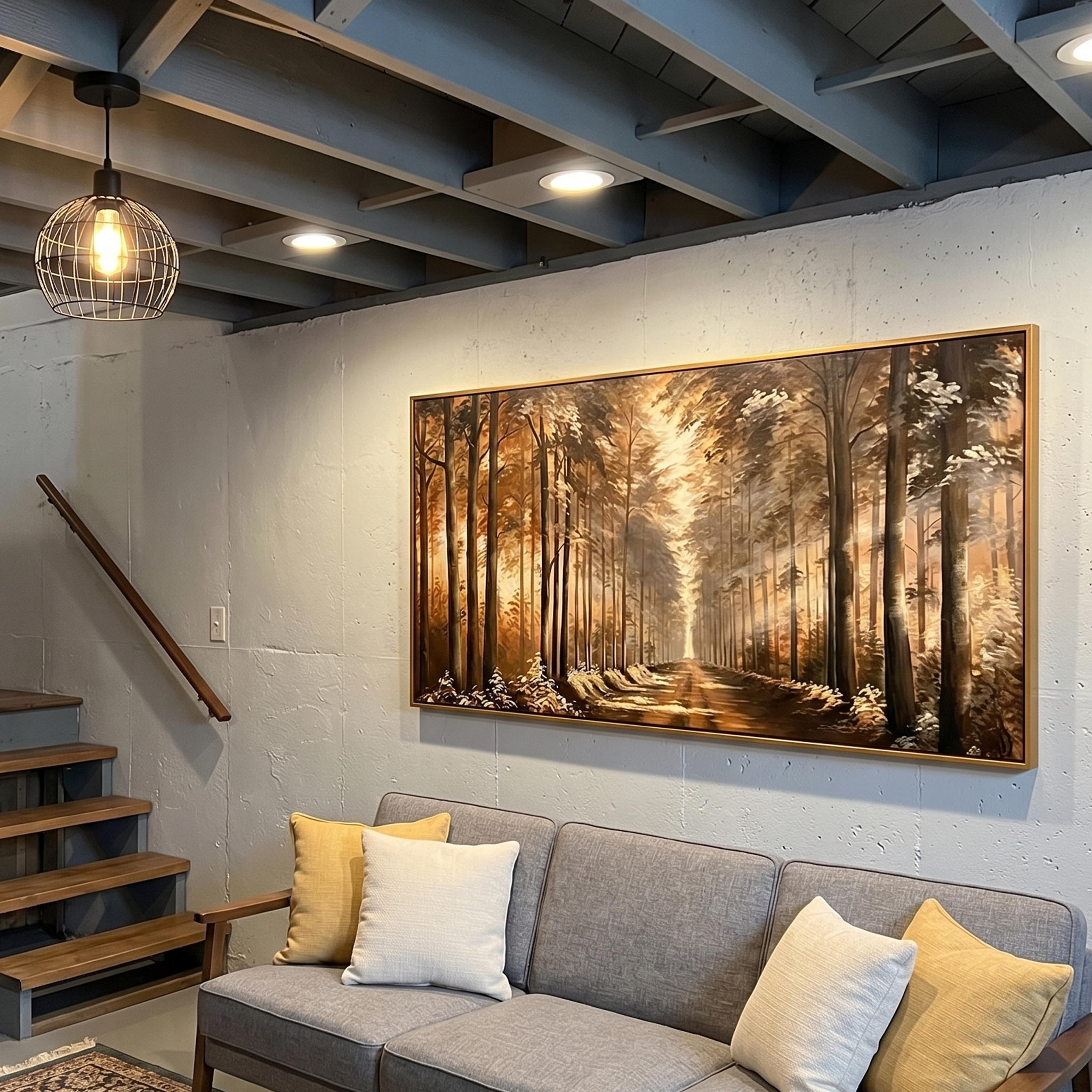 "The Golden Passage" – Realistic Forest Sunlight Oil Painting | Immersive Deep Perspective Woodland Art | High-End Amber & Umber Wall Decor #LC153