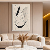 "Sand Flowing Divide" is a 100% hand-painted abstract artwork created with professional oil and acrylic paints on high-quality canvas. Its beige & black palette and visible textured strokes give every piece authentic handmade variation and tactile depth.