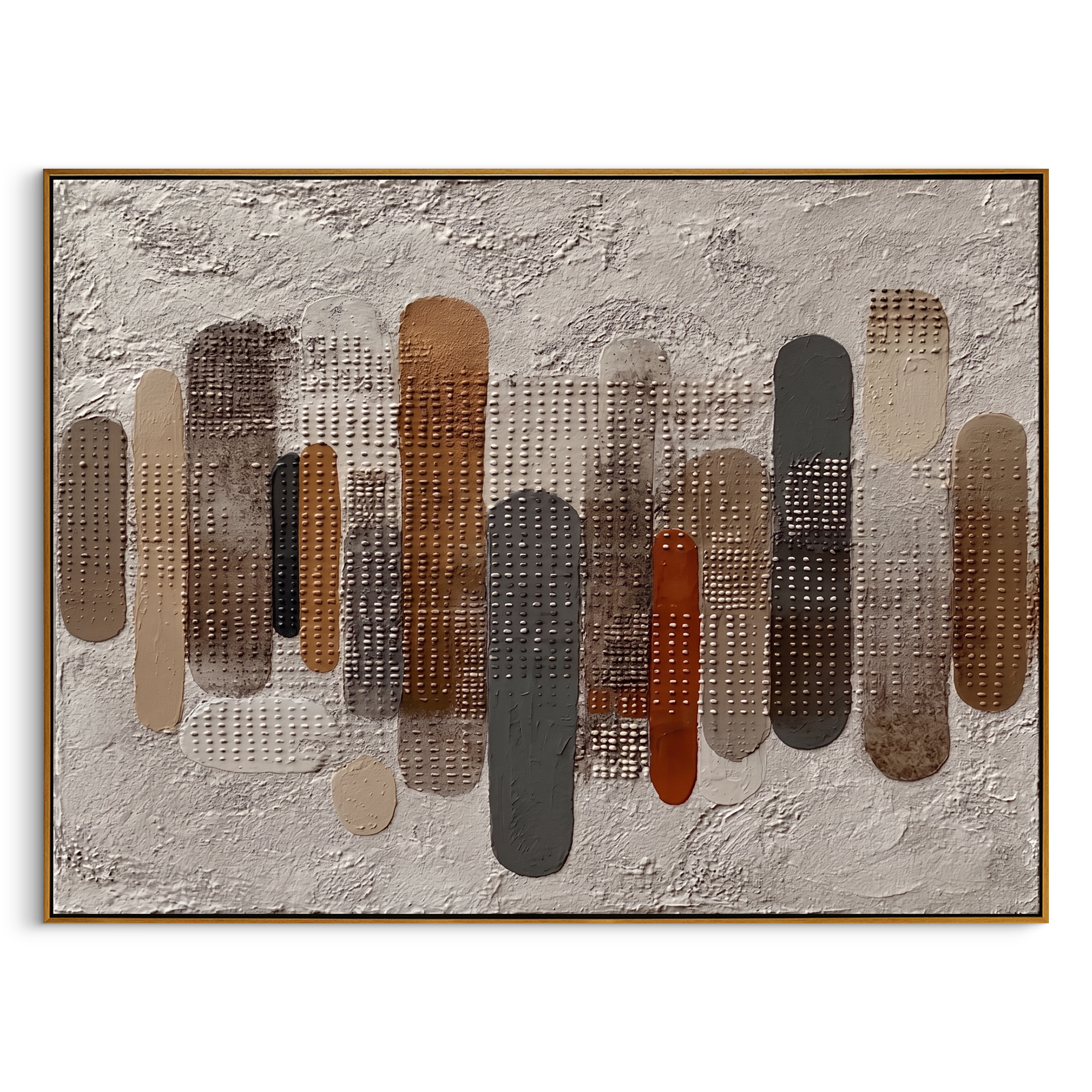 "Earthy Rhythm" – Modern Heavy Impasto Abstract | 3D Neutral & Terracotta Palette Knife Painting | Luxury Horizontal Wall Art #AB 494