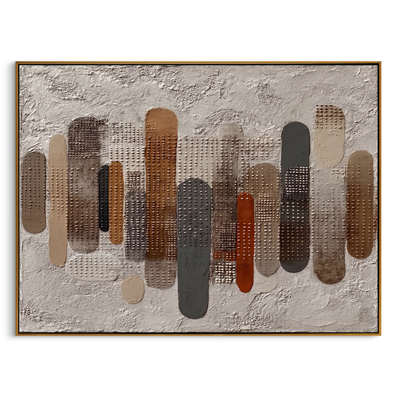 "Earthy Rhythm" – Modern Heavy Impasto Abstract | 3D Neutral & Terracotta Palette Knife Painting | Luxury Horizontal Wall Art #AB 494