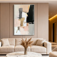 "Sand Textured Passage" is a 100% hand-painted abstract artwork created with professional oil and acrylic paints on high-quality canvas. Its beige & black palette and visible textured strokes give every piece authentic handmade variation and tactile depth.