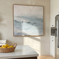 "The Silent Tide" – Minimalist Mist Blue Seascape | Hand-Textured 3D Abstract Wave Painting | Soothing Modern Wall Art #PT537