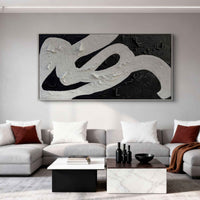 "Midnight Textured Passage" is a 100% hand-painted abstract artwork created with professional oil and acrylic paints on high-quality canvas. Its black & white palette and visible textured strokes give every piece authentic handmade variation and tactile depth.
