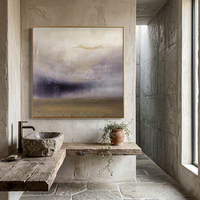 "The Silent Storm" – Modern Atmospheric Abstract Oil | Deep Indigo & Earth Tone Square Statement Wall Art #WS 236