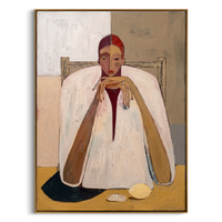 "ETERNAL POISE" – 3D Sculptural Heavy Impasto Modern Figural | Minimalist Earthy Style Soul-Healing Portrait Wall Art #PE494