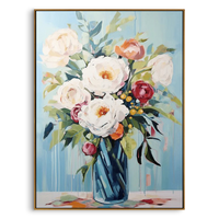 "Azure Bloom" – Modern Expressive Peony Floral Oil Painting | Refreshing Sky Blue Healing Style Wall Art #FL310